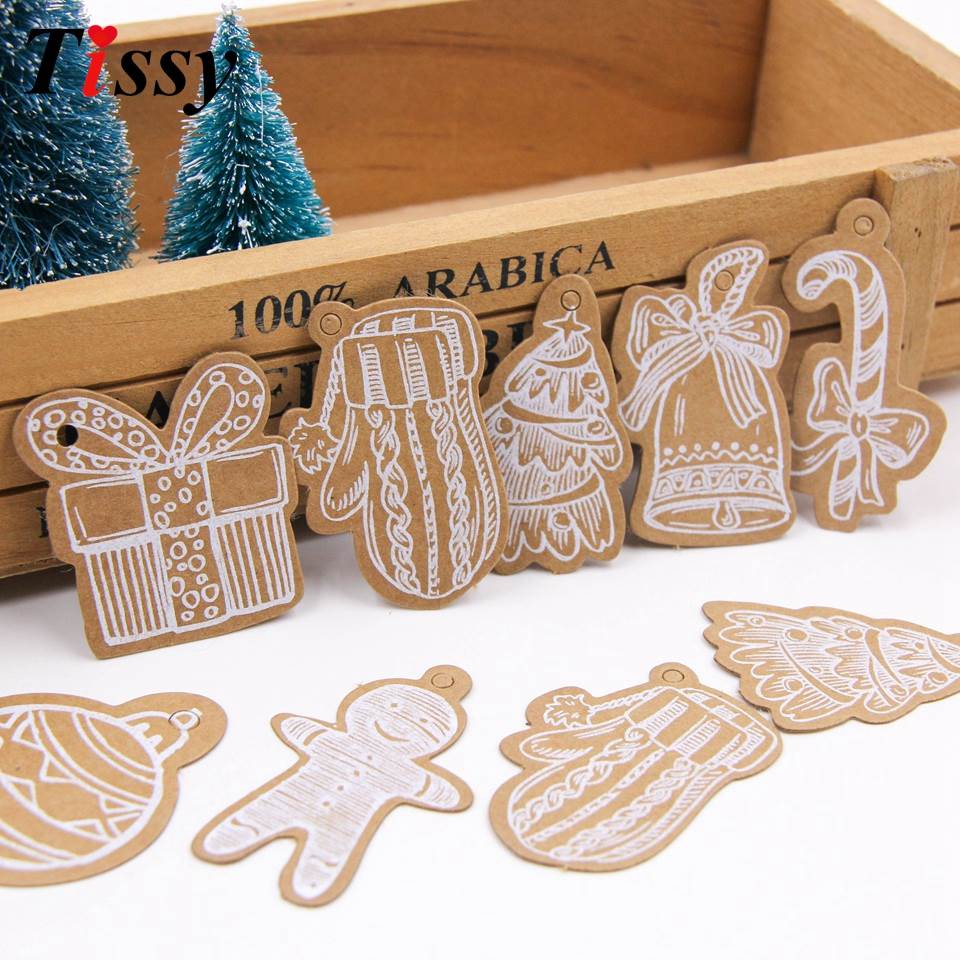 100PCS Christmas Series Kraft Paper Tags Multi Types DIY