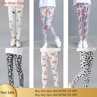 Girls Leggings for Kids Rainbow Print Casual Floral Pencil P