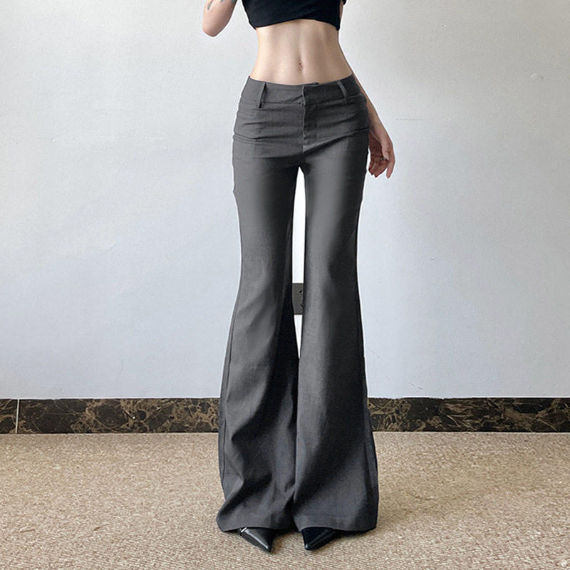 Casual Low Waist Suit Pants Women All-ma Straight Boot Cut