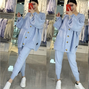 Autumn Coat piece set Casual suit knit winter pants