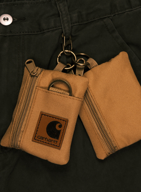 卡哈特CARHARTT帆布工装简约便携式耳机包零钱包卡包钥匙扣挂脖款