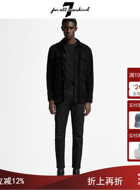 7 For All Mankind25新品男士商务通勤修身裤休闲裤百搭黑牛仔裤