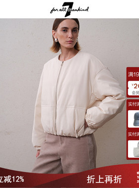 7 For All Mankind25新品秋冬圆领拉链软质飞行员夹克外套防风