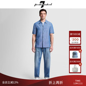 For 新款 All 衬衫 休闲夏季 Mankind男短袖 蓝色衬衫 商务舒适弹力