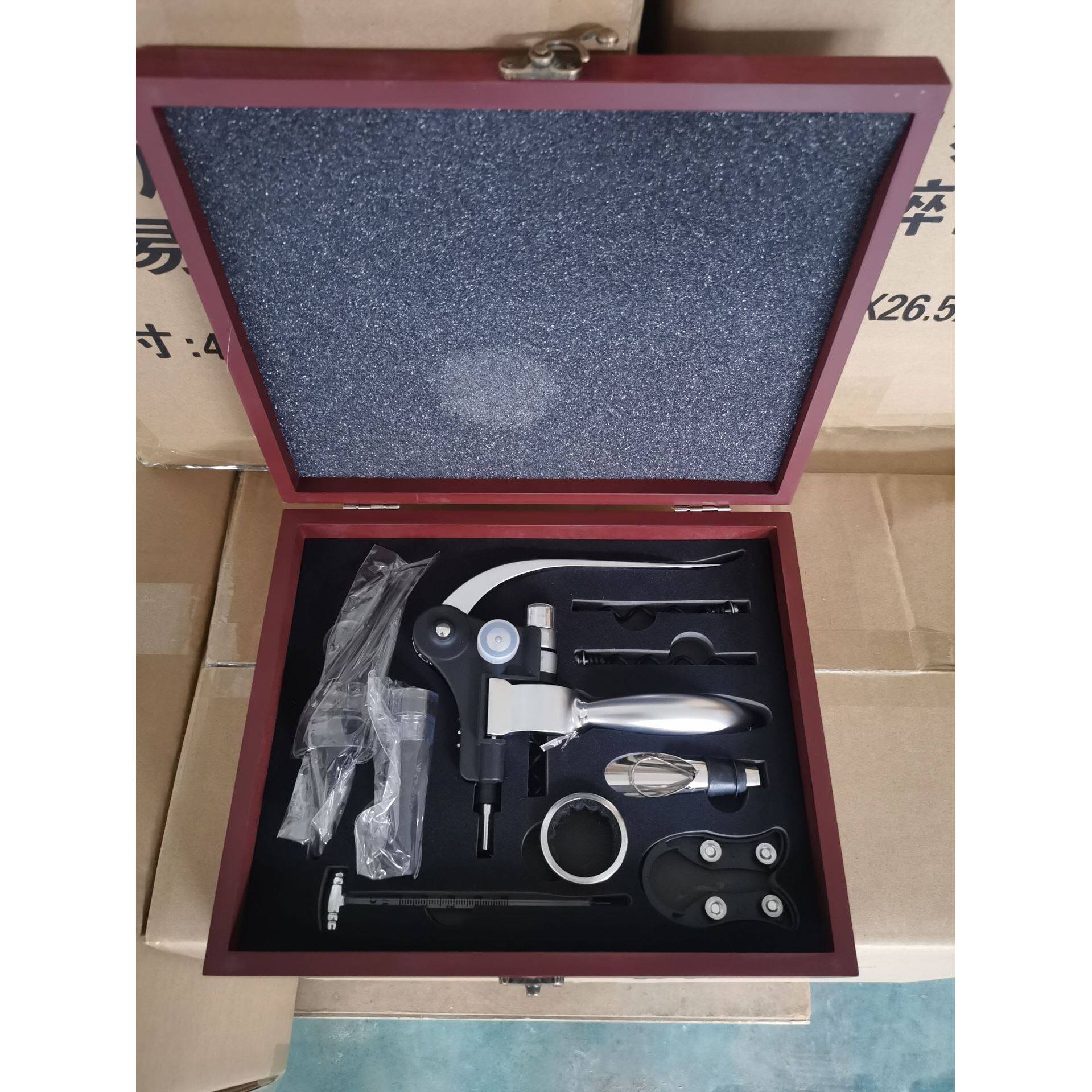 红酒开瓶器套装兔头礼品盒皮盒木盒九件套木盒兔形酒具套装