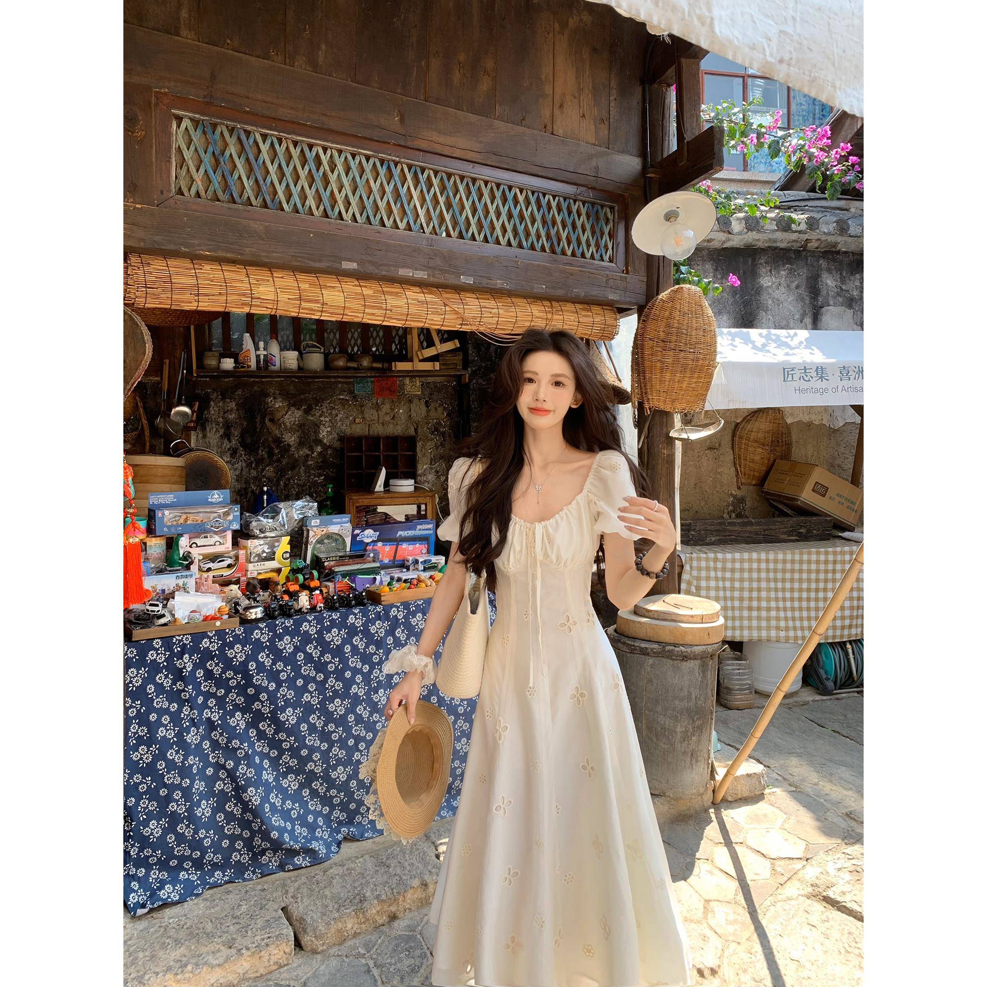 一颗桃iketty《在逃公主裙》甜身夏季短袖洋装女度假CPA风显瘦连