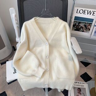 2025新款春季毛茸茸针织毛衣开衫外套女小个子加厚保暖长袖上衣女