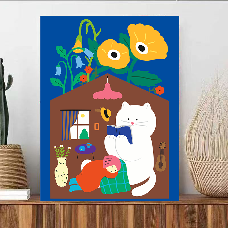 精致猫咪数字油画diy手工填充丙烯油彩画解压治愈客厅卧室装饰画图片