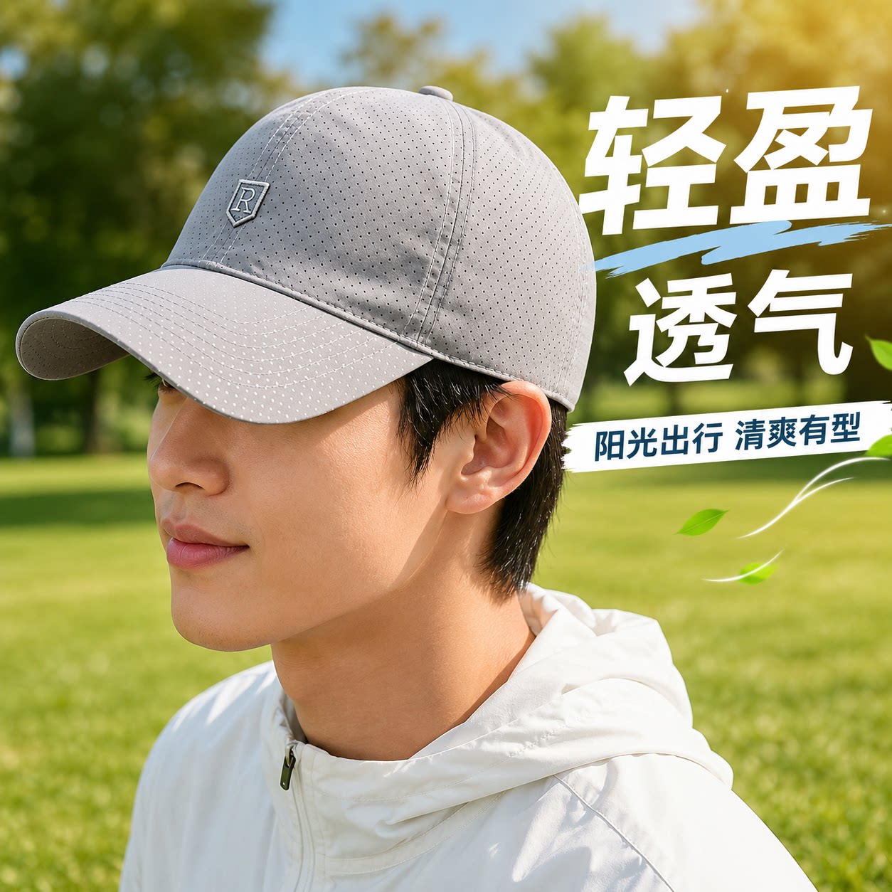 全打孔时尚休闲帽子钓鱼透气春夏天鸭舌帽男士棒球帽速干户外防晒