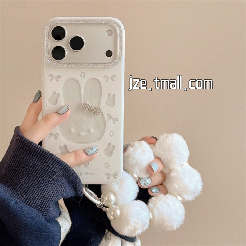 jze 古早可爱闪粉缕空蝴蝶结兔子适用苹果17ProMax手机壳iphone15新款16pro女13腕带挂绳15pro防摔保护套14韩,3C数码配件,手机保护套/壳,淘宝优惠券,粉丝福利购,淘宝优惠卷