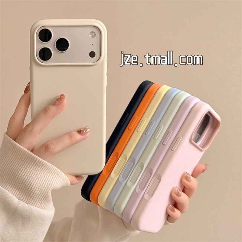 jze 软糯纯色液态硅胶拍照按键一体全包适用苹果17ProMax手机壳iphone15新款16pro女13百搭15pro防摔保护套14