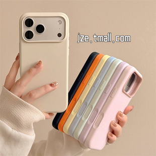 jze 软糯纯色液态硅胶拍照按键一体全包适用苹果17ProMax手机壳iphone15新款16pro女13百搭15pro防摔保护套14