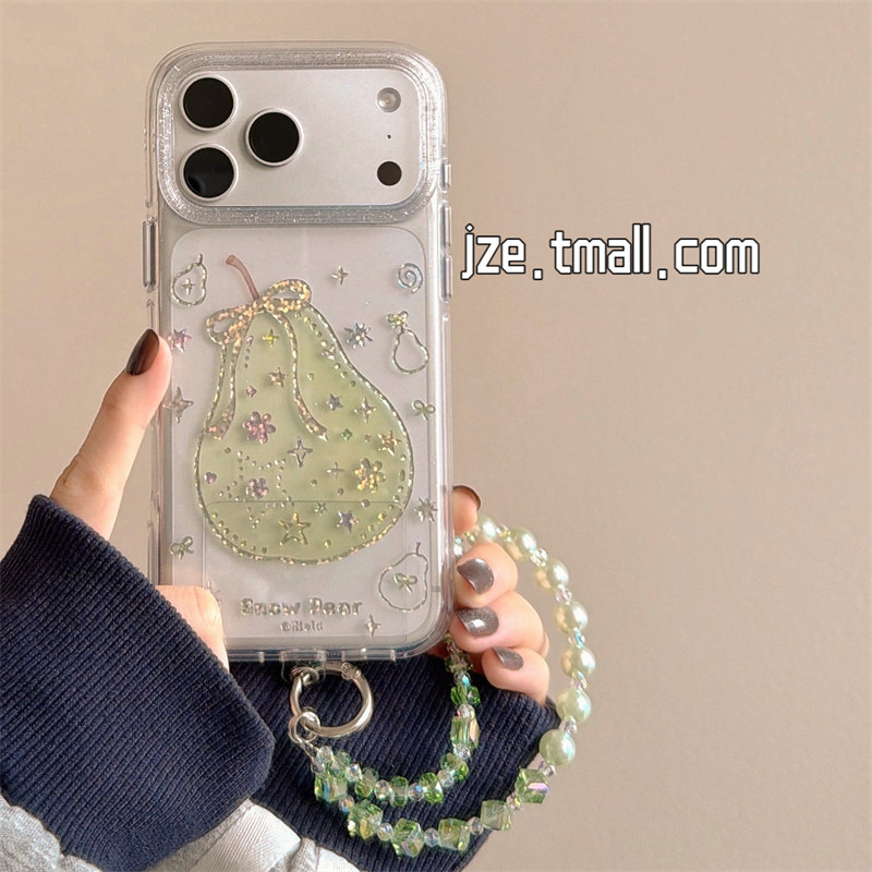 jze小众ins风透明闪粉星星蝴蝶结雪梨适用苹果17ProMax手机壳iphone15新款16pro女17pro创意14全包防摔手机套