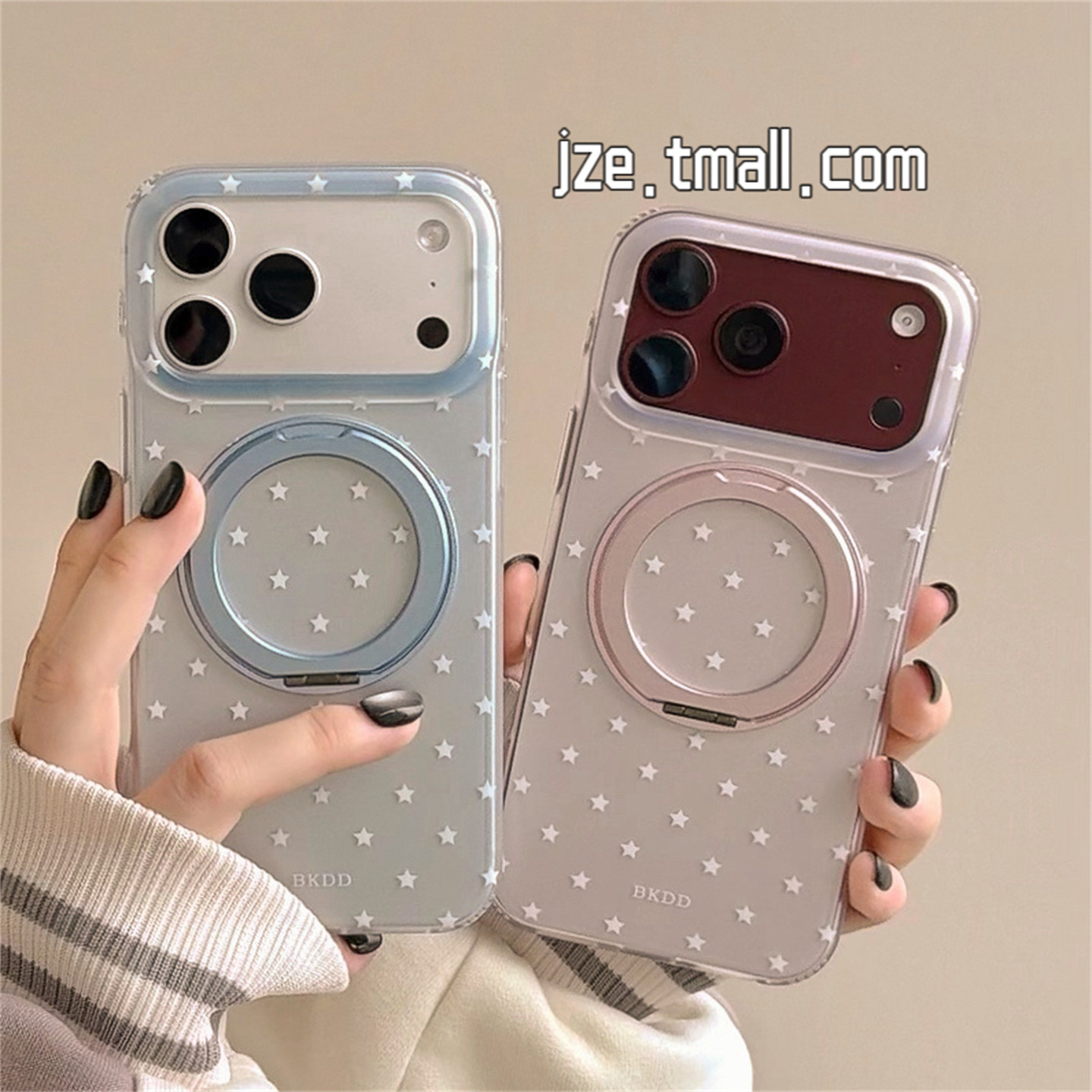 jze 韩系ins简约小星星360旋转支架适用苹果18ProMax手机壳iphone17pro新款16女15pro高级感14全包防摔手机套