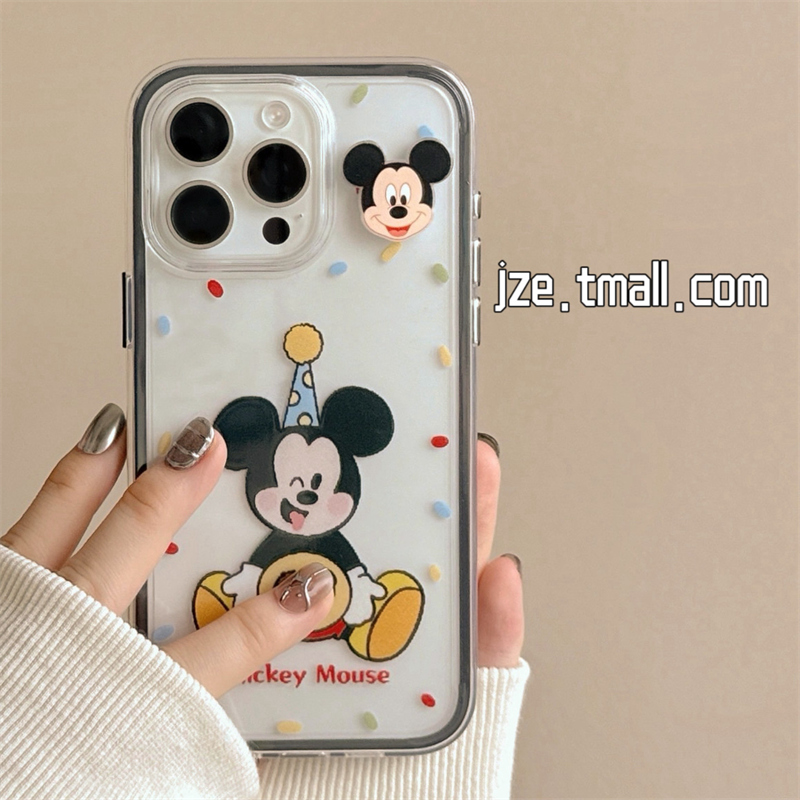 趣味可爱立体米奇适用苹果15手机壳iPhone16ProMax新款15pro防摔女款13网红卡通12二合一14pro创意全包保护套