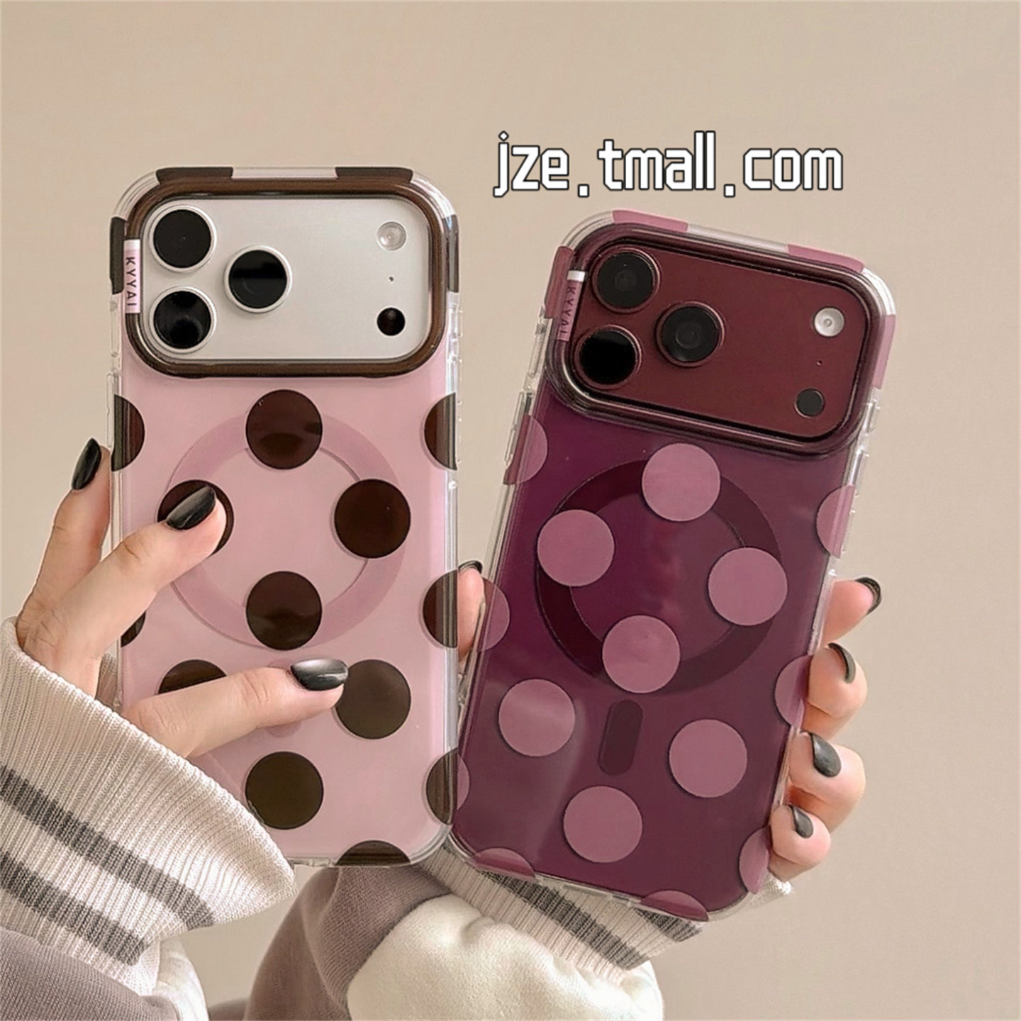 jze日韩ins个性酒红波点磨砂适用苹果18ProMax手机壳简约iphone17pro新款16女款15pro高级感14全包防摔手机套
