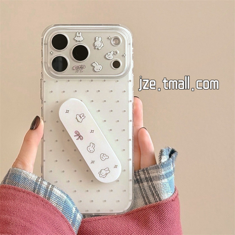jze 韩系简约白色波点兔子创口贴支架适用苹果17ProMax手机壳iphone15新款16pro女款13双层15pro防摔保护套14,3C数码配件,手机保护套/壳,淘宝优惠券,粉丝福利购,淘宝优惠卷
