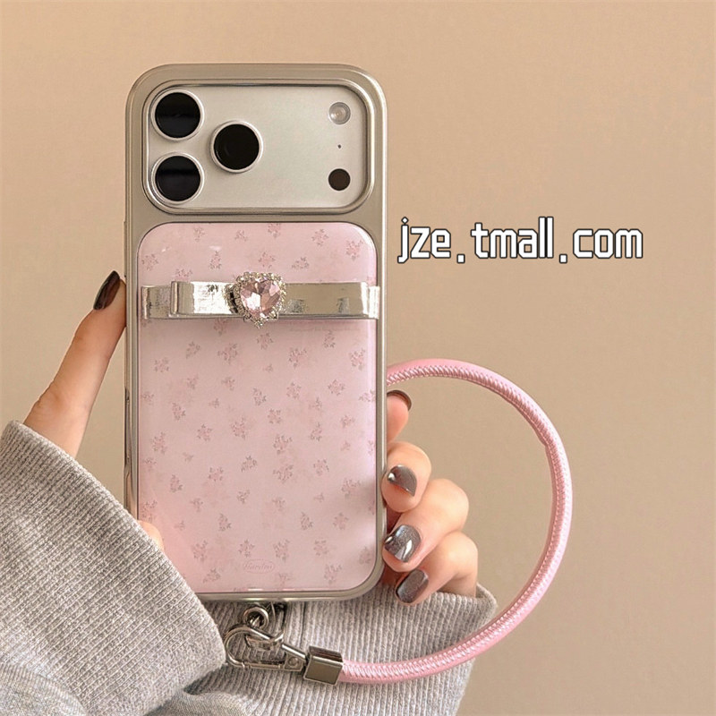 jze 韩系少女粉碎花闪钻蝴蝶结适用苹果17ProMax手机壳iphone15新款16pro小众13手拎绳15pro电镀14防摔保护套,3C数码配件,手机保护套/壳,淘宝优惠券,粉丝福利购,淘宝优惠卷