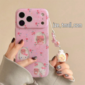 jze 韩系细闪缕空哈喽kt花朵适用苹果17ProMax手机壳iphone15新款 16pro少女心可爱17pro双层14全包防摔手机套