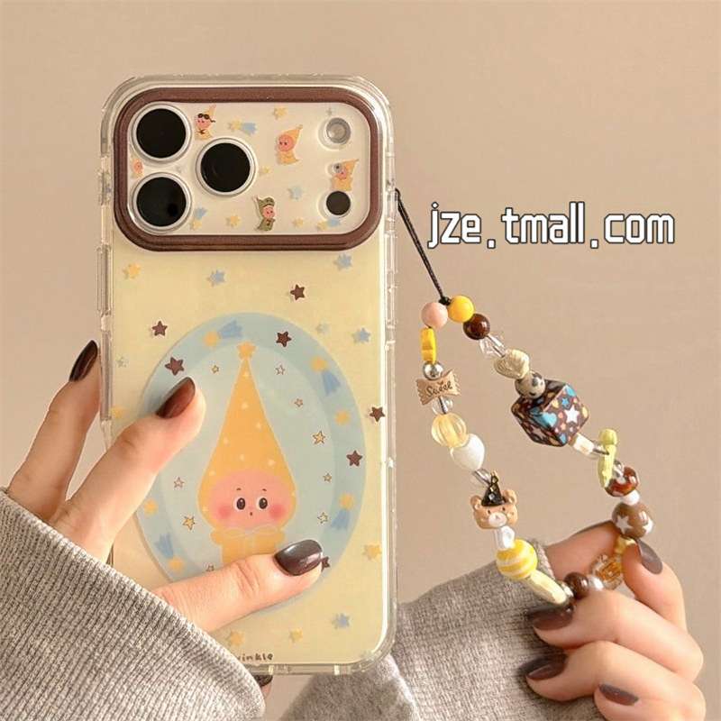 jze 趣味可爱长帽卡通带链条适用苹果17ProMax手机壳创意iphone15新款16pro女小众17pro双层14全包防摔手机套