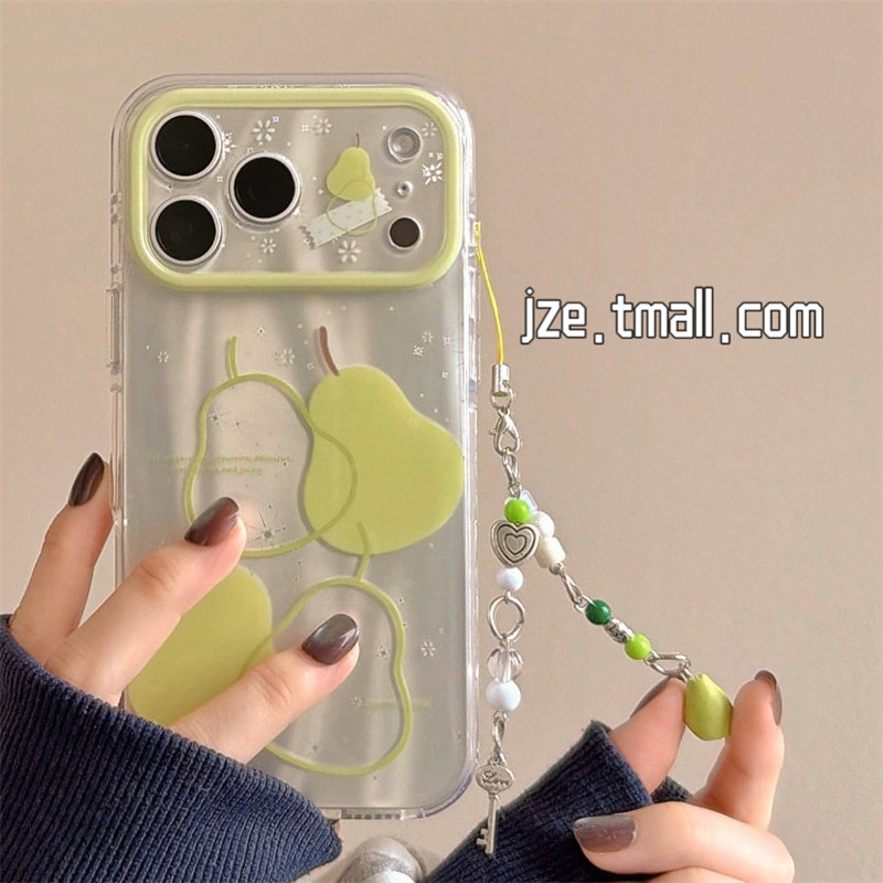jze镭射ins风小清新绿色雪梨适用苹果17ProMax手机壳春夏iphone15新款16pro女款17pro超好看14全包防摔手机套