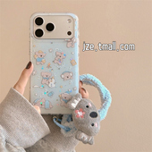 16pro女款 jze 奶蓝色卡通可爱雪人考拉适用苹果17ProMax手机壳iphone15新款 13双层15pro韩风14全包防摔手机套