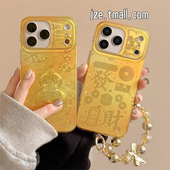 jze 13带链条15pro防摔保护套14 16pro女款 新中式 金灿灿祥云葫芦发财金币适用苹果17ProMax手机壳iphone15新款
