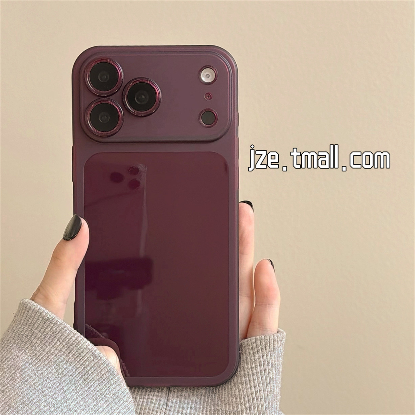 jze 秒变18简约纯色高级酒红大视窗适用苹果18ProMax手机壳iphone17pro新款16女款15pro复古14全包防摔手机套