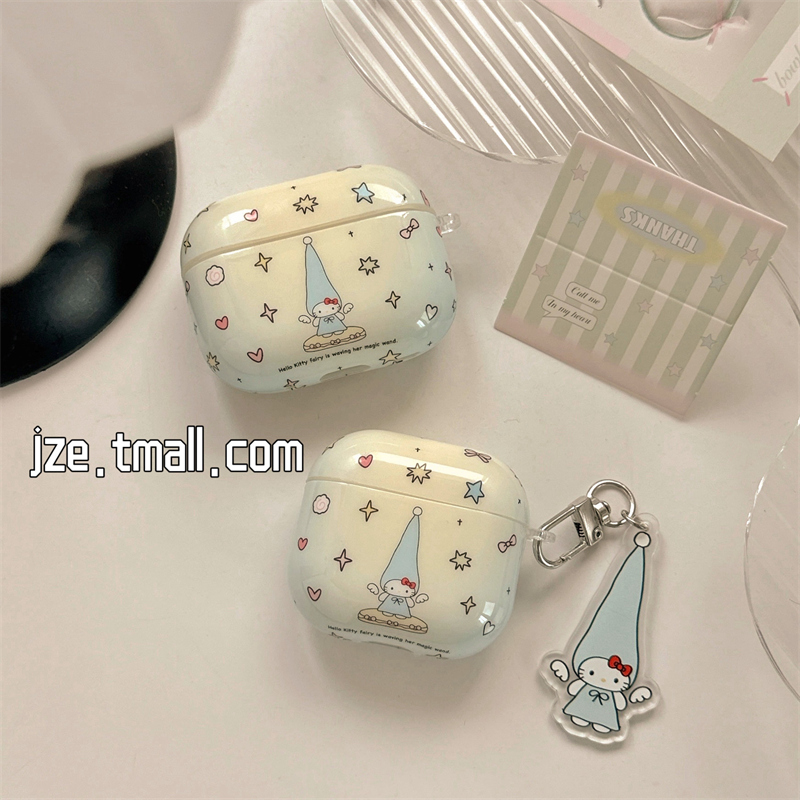 可爱长帽KT猫翅膀带挂件适用苹果新4代airpods蓝牙无线耳机保护套airpods1/2/3硅胶软壳airpodspro三代女新款
