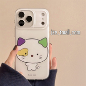16pro女款 jze 趣味可爱卡通猫咪小怪适用苹果17ProMax手机壳创意iphone15新款 17pro磨砂双层14全包防摔手机套