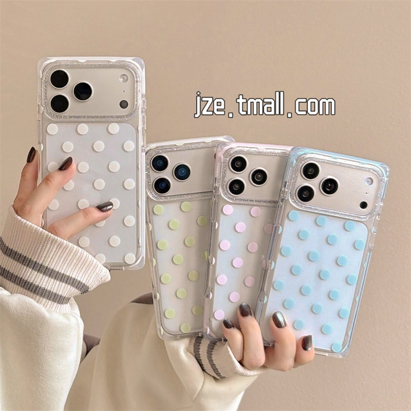 jze韩系ins简约透明波点方形壳适用苹果17ProMax手机壳iphone15新款16pro女款小众17pro创意14全包防摔手机套