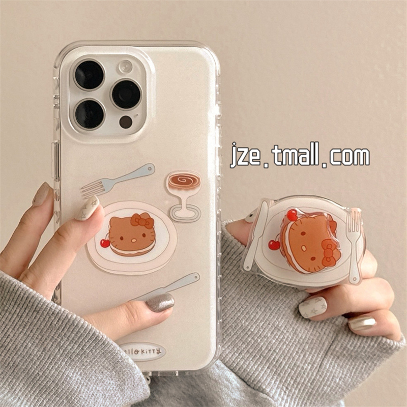 jze小众可爱哈喽kt凯蒂猫刀叉盘子适用苹果15手机壳iphone16ProMax新款15promax女款13双层16pro全包保护套14