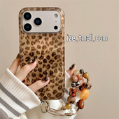 16pro女款 jze 韩风秋冬简约棕色豹纹适用苹果17ProMax手机壳iphone15新款 13复古美拉德15pro双层14防摔保护套