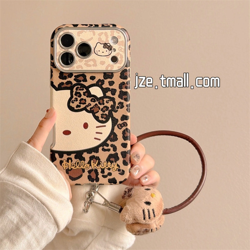 jze 美拉德复古棕豹纹蝴蝶结猫咪适用苹果17ProMax手机壳iphone15新款16pro女13甜酷15pro大视窗14防摔保护套