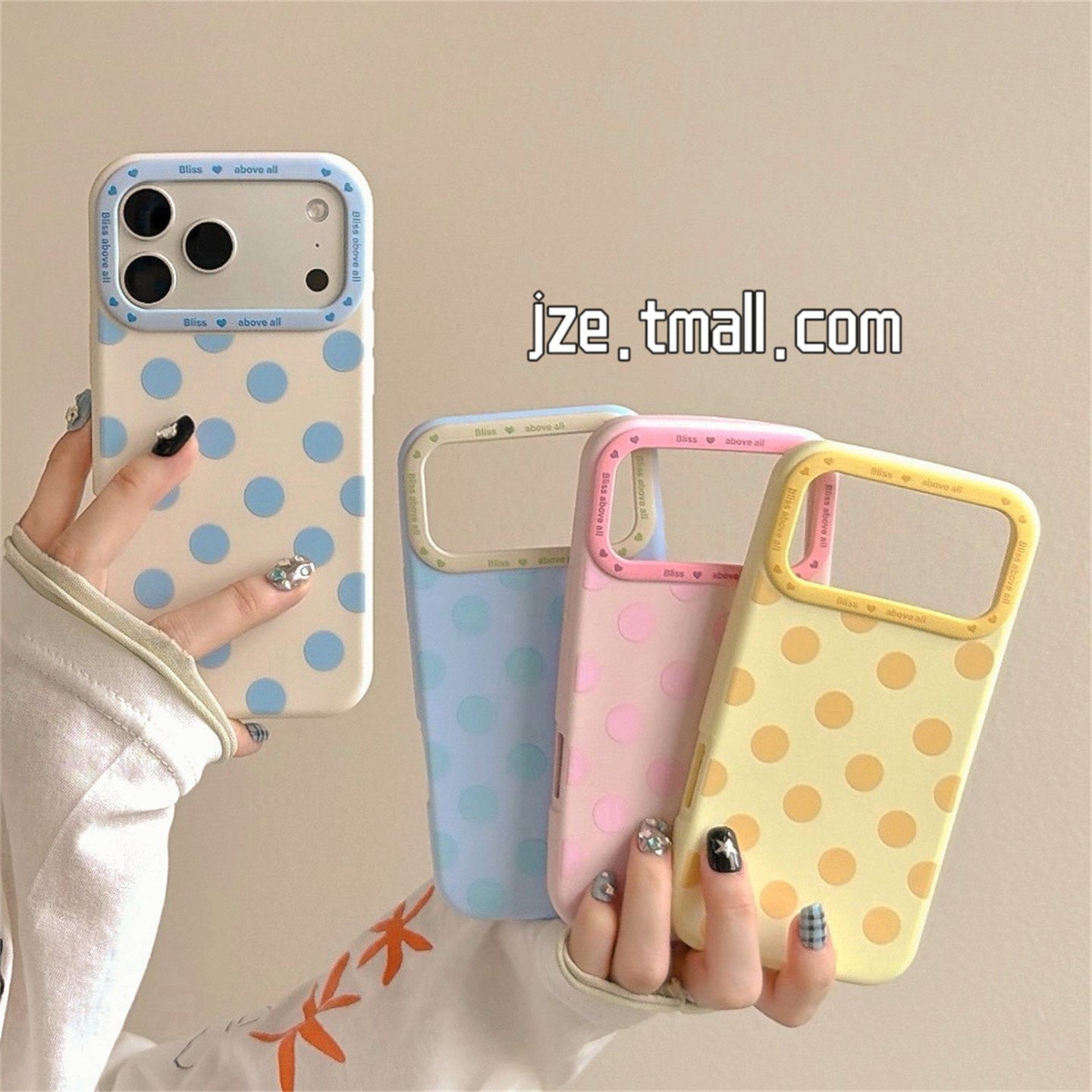 jze韩系ins风简约撞色波点适用苹果17ProMax手机壳iphone16pro新款17女15pro高级感小众14全包硅胶防摔手机套