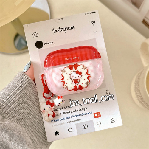 可爱HelloKitty带挂坠适用苹果新4代airpods蓝牙无线耳机保护套airpods1/2/3硅胶软壳airpodspro三代少女新款