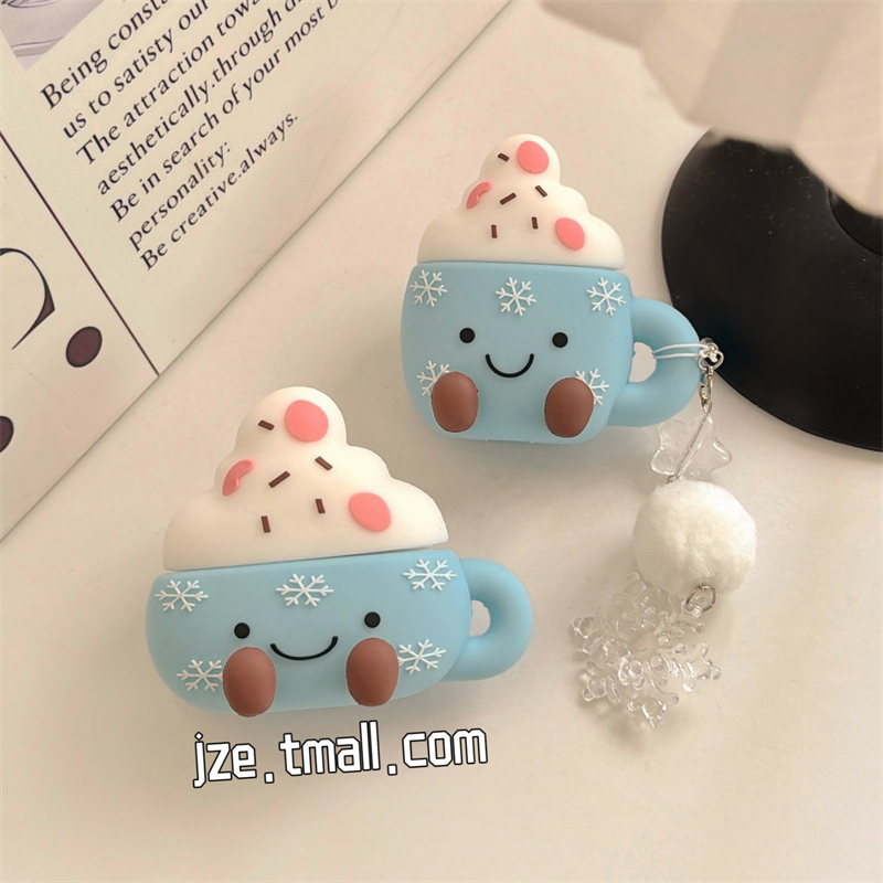 jze 可爱Jellycat雪花杯子带挂坠适用苹果AirPods4保护壳airpods1/2/3蓝牙无线耳机套airpodspro二三四代新款
