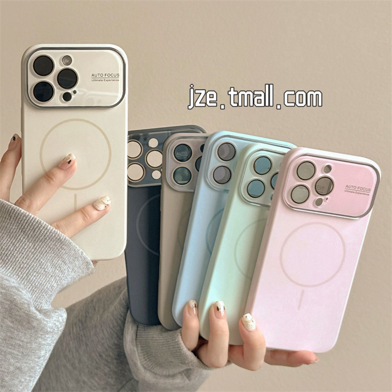 jze带镜头膜液态硅胶磁吸适用苹果15大视窗手机壳iphone16ProMax新款15promax女13简约16pro纯色14全包保护套
