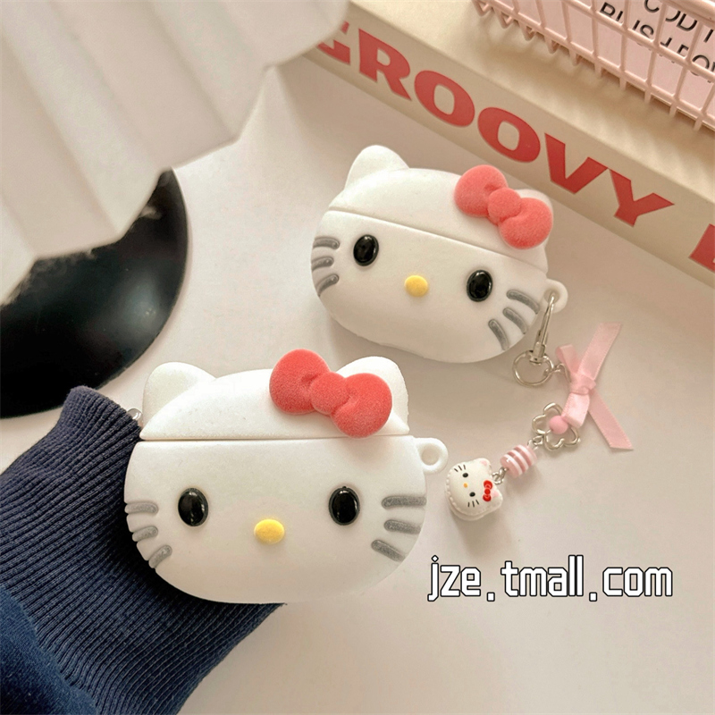 少女心可爱植绒HelloKitty适用苹果新4代airpods蓝牙无线耳机保护套airpods1/2/3硅胶软壳airpodspro三代新款
