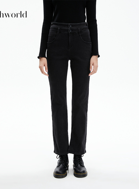 【商场同款】mithworld沵媞 百搭小黑裤2026春季新款修身女牛仔裤