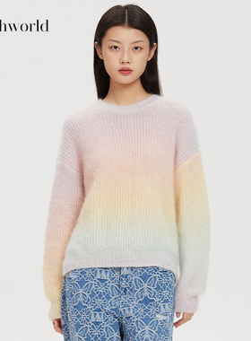 【商场同款】mithworld沵媞 点心花园刺绣logo渐变色针织衫上衣女