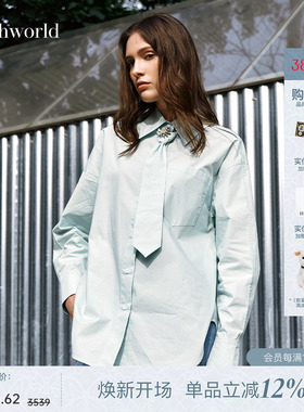 【商场同款】mithworld沵媞 智性风logo刺绣衬衫长袖衬衣女送领带