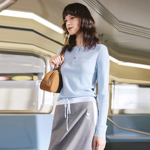 mithworld沵媞 圆领套头长袖针织衫女外穿宽松绵羊毛衫上衣