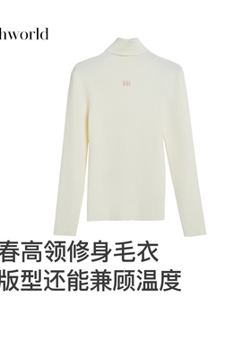 【商场同款】mithworld沵媞mw刺绣高领打底针织衫2026春新款女装