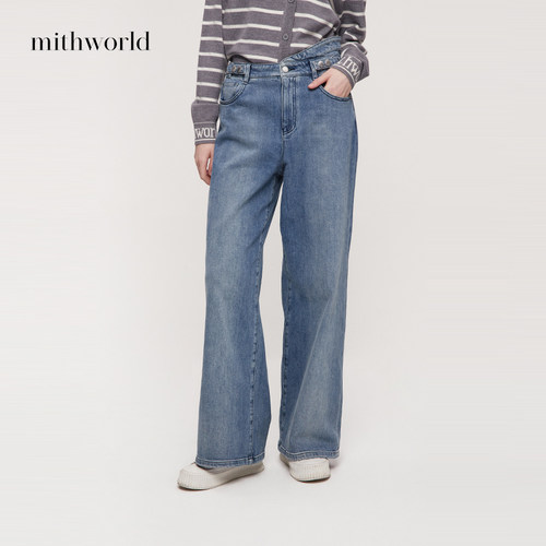 mithworld沵媞高腰直筒牛仔裤