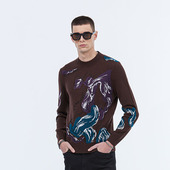 NAMAN 羊毛亲肤 秋冬季 DAVID 刺绣工艺柔软舒适圆领套头毛衫