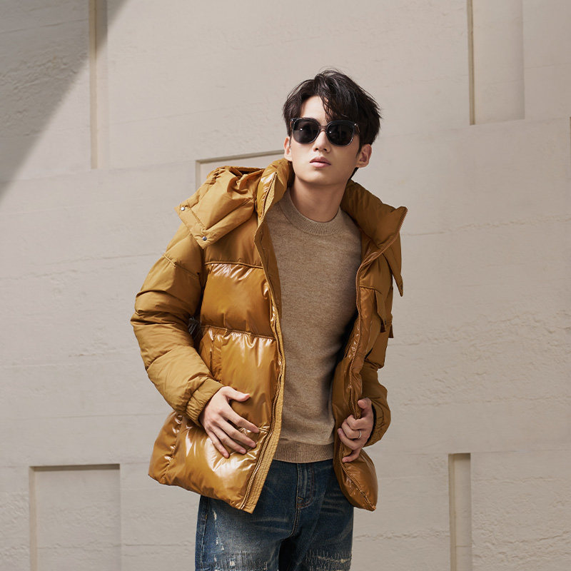 DAVID NAMAN【品质鹅绒】冬季新品可拆卸连帽休闲保暖羽绒服外套