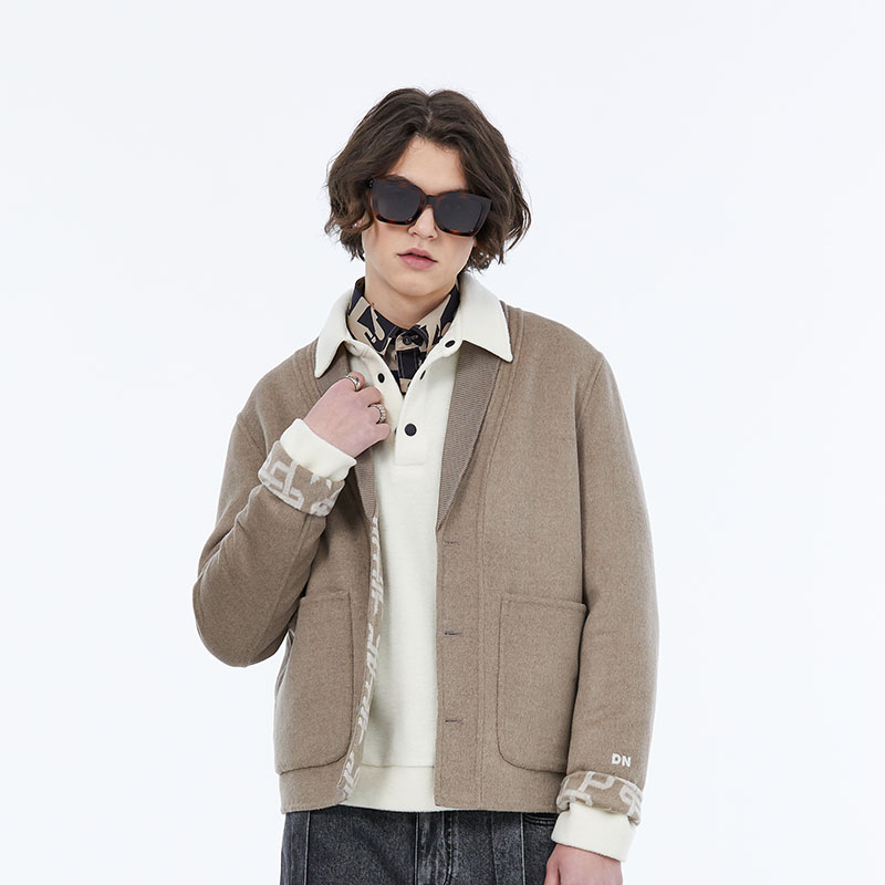 DAVID NAMAN【重磅羊毛】春季新款休闲时尚男士高级感短款呢大衣