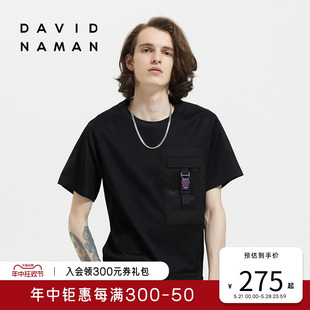 棉质T恤男舒适个性 DAVID 短袖 NAMAN春夏男士 百搭黑色半袖