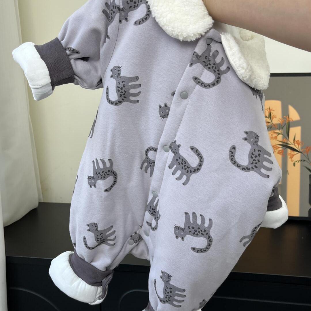 80克夹棉婴幼儿连体衣加厚保暖潮